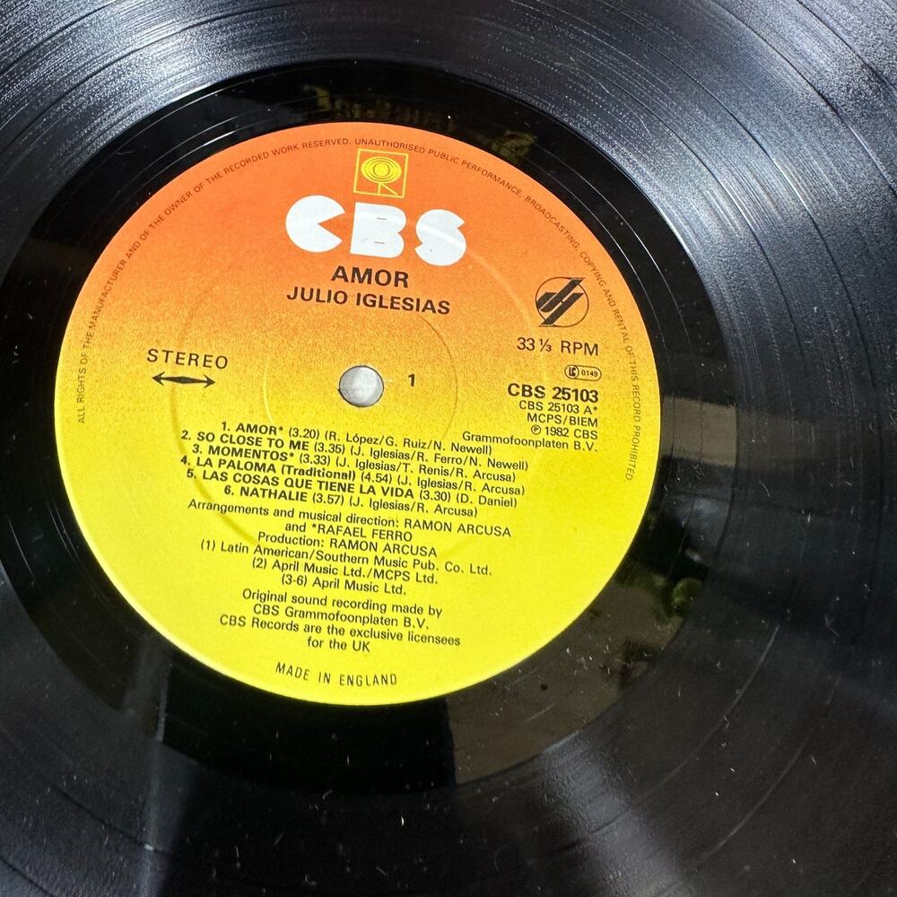 JULIO IGLESIAS - Amor LP - CBS 25103 UK PRESS - - Picture 9 of 10